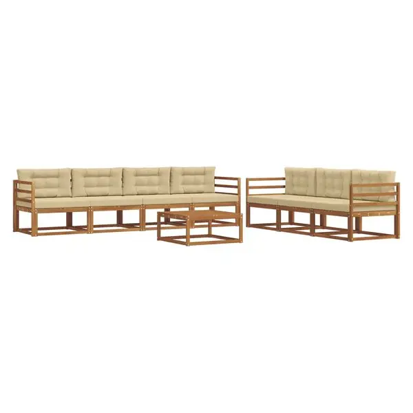 Extra rabatt vidaXL Utomhussoffset med kudde 8 pcs Naturlig och Beige