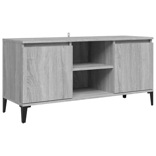 vidaXL Tv-bänk med metallben grå sonoma 103,5x35x50 cm Premium