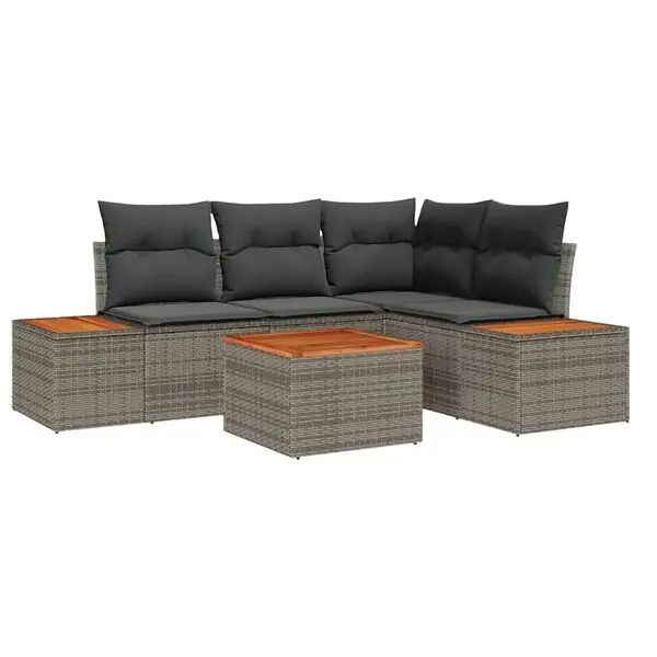 vidaXL Trädgårdsoffset med kudde med lagring 4 pcs Grå Polyrattan Säker betalning
