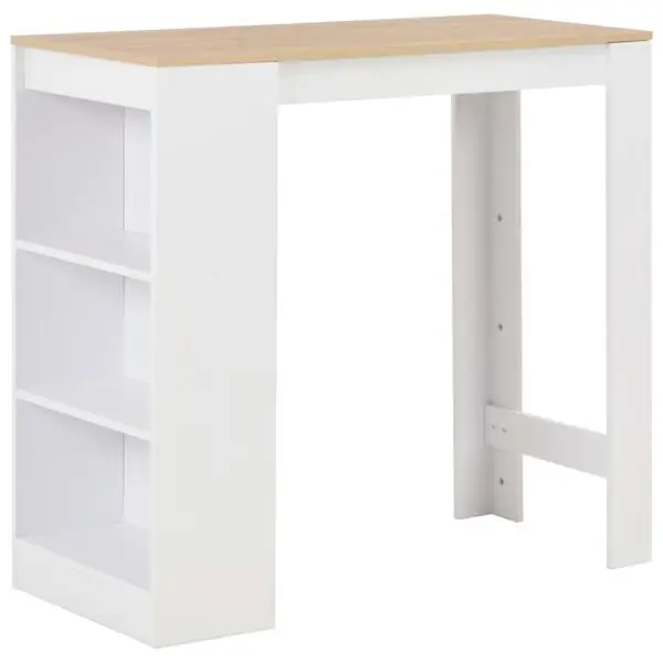 vidaXL Barbord med hylla vit 110x50x103 cm Billigare