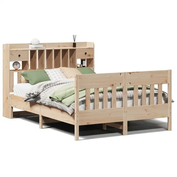 vidaXL Sängram utan madrass 140x190 cm massiv furu Sänkt pris
