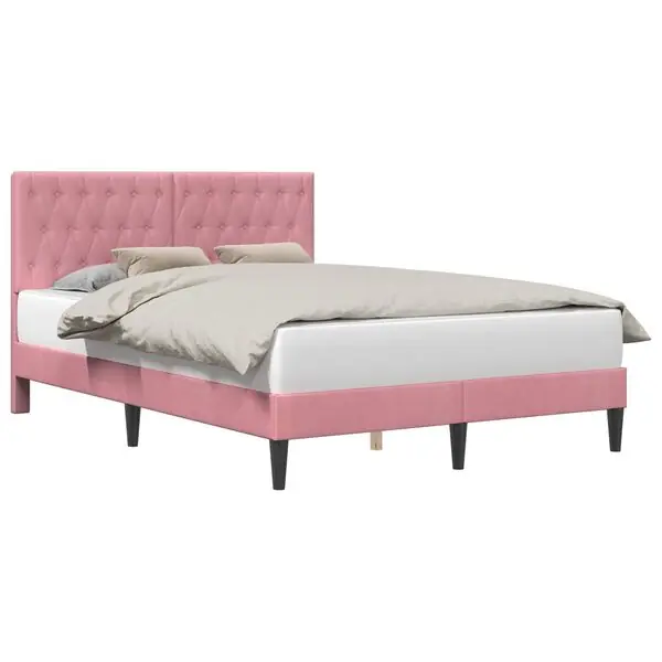 Kundfavorit vidaXL Sängram med huvudgavel Rosa 160 x 200 cm Sammet