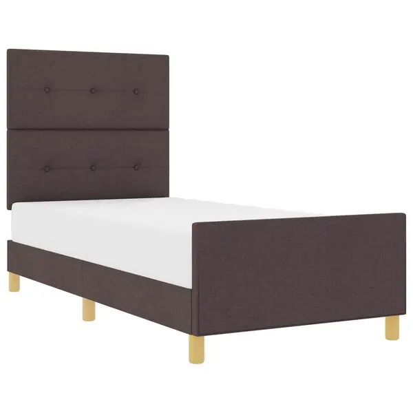 vidaXL Sängram med huvudgavel Mörkbrun 90 x 190 cm tyg Endast idag