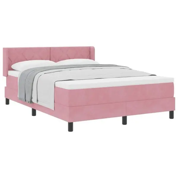 vidaXL Bäddfjäder med huvudgavel Rosa 200 x 160 cm Sammet Begränsat erbjudande