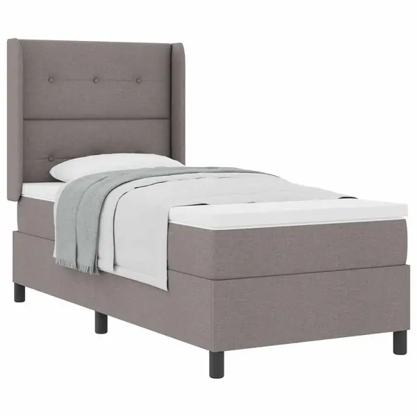 vidaXL Bäddfjäder med madrass med huvudgavel Taupe 190 x 90 cm tyg Billigare