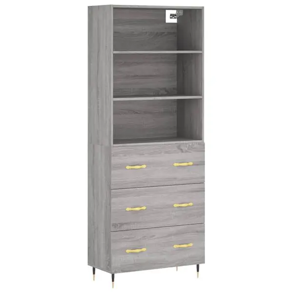 vidaXL Högskåp Grå Sonoma 69,5x34x180 cm konstruerat trä Premium
