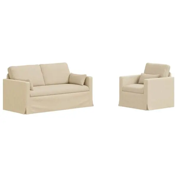vidaXL Soffset 2 pcs Kräm 158 x 78 x 80 cm tyg Sista chansen