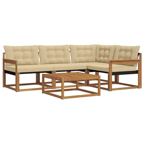 Begränsad tid vidaXL Utomhussoffset med kudde 5 pcs Naturlig och Beige