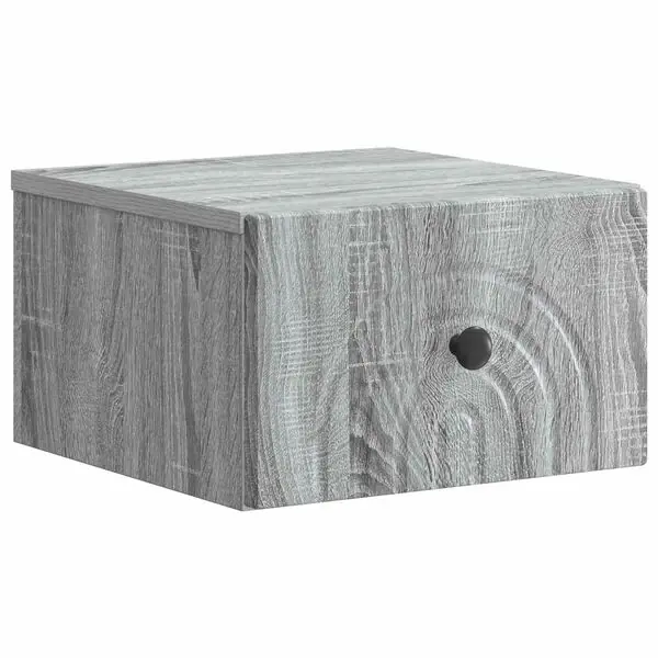 vidaXL Väggmonterat Sängbord med låda Grå sonoma-ek 33 x 34,5 x 20 cm Köp nu