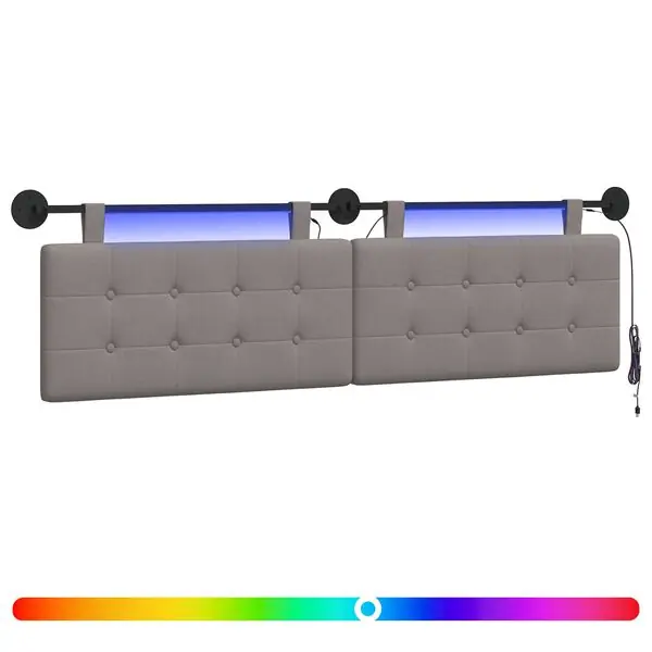 vidaXL Hängande sänggavel Med LED-lampa Taupe Tyg Handla nu