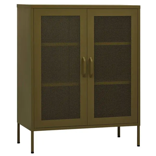 Utförsäljning vidaXL Förvaringsskåp olivgrön 80x35x101,5 cm stål