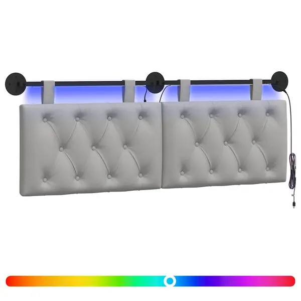 Begränsad tid vidaXL Hängande sänggavel Med LED-lampa Moln Grå Tyg