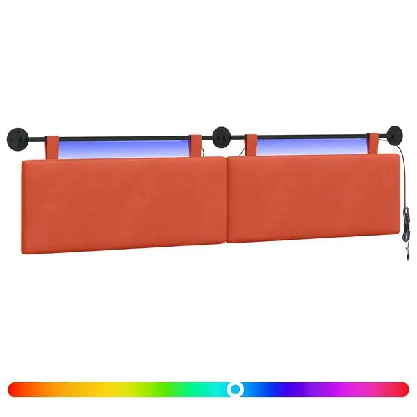 vidaXL Hängande sänggavel Med LED-lampa Röd orange Kordread tyg Billigare