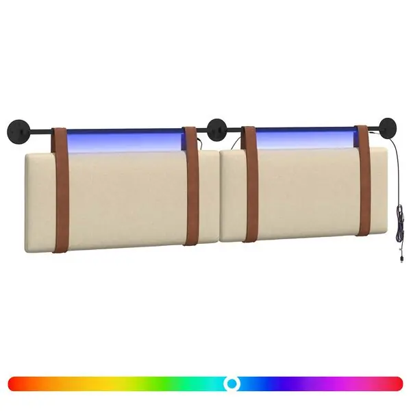 Populärt val vidaXL Hängande sänggavel Med LED-lampa Gräddvit Antik PU