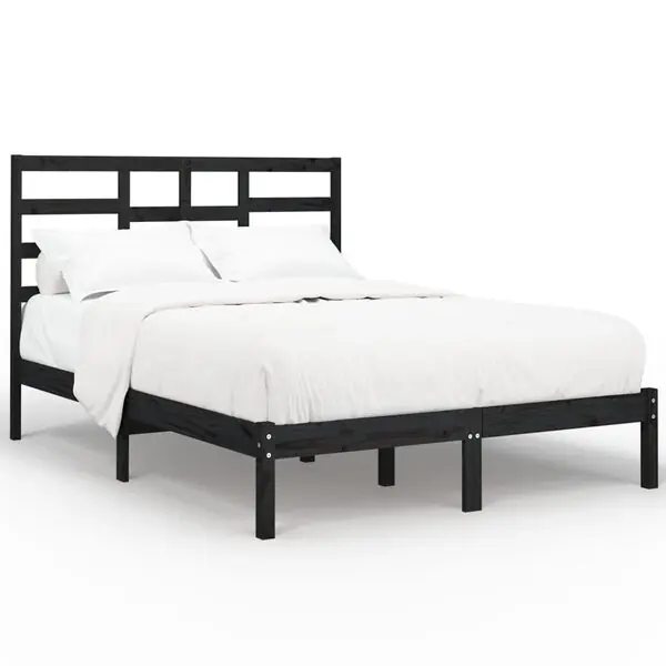 vidaXL Sängram svart massivt trä 140x190 cm Köp nu