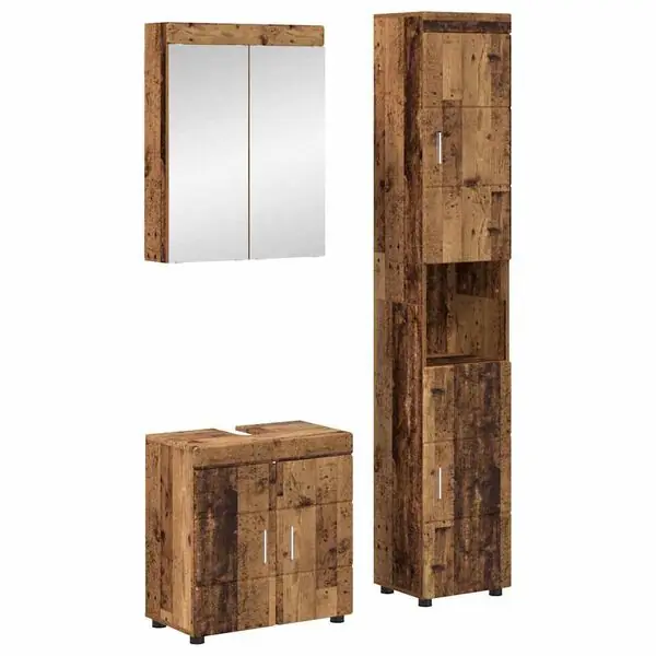 vidaXL Badrumsmöbelset TULUM 3 pcs Gammalt trä 60 x 34 x 63 cm Nyhet