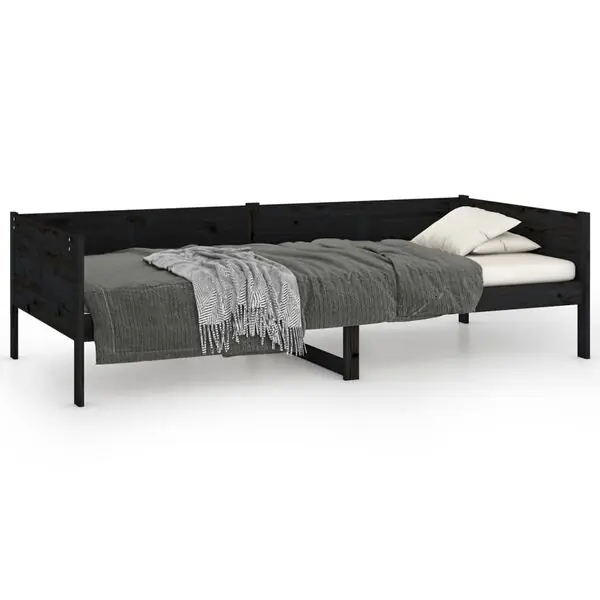 Rea vidaXL Dagbädd svart massiv furu 90x190 cm