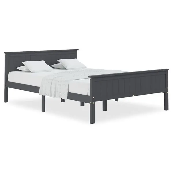 vidaXL Sängram grå massiv furu 160x200 cm Endast denna vecka