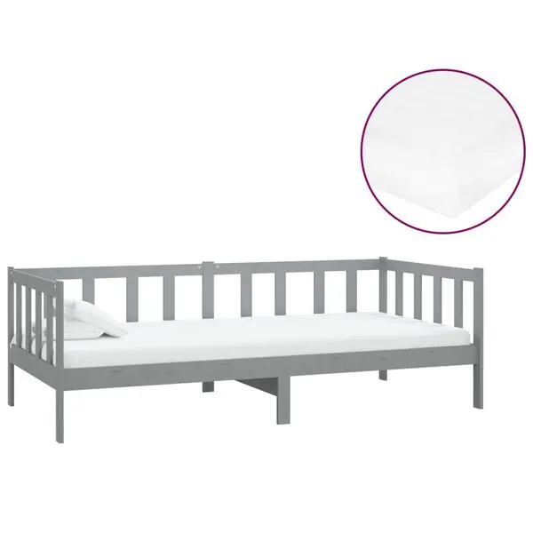 vidaXL Dagbädd med madrass 90x200 cm grå massiv furu Reapris