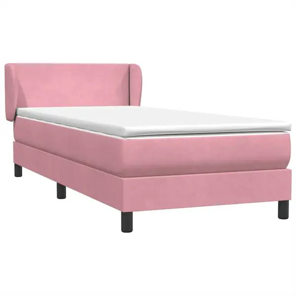 vidaXL Resårsäng med madrass rosa 90x220 cm sammet Sista chansen