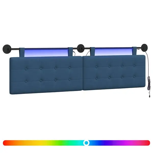 Bästa pris vidaXL Hängande sänggavel Med LED-lampa Blå Tyg