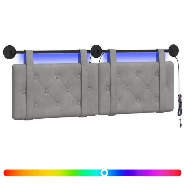 vidaXL Hängande sänggavel Med LED-lampa Ljusgrå Sammet Kundfavorit