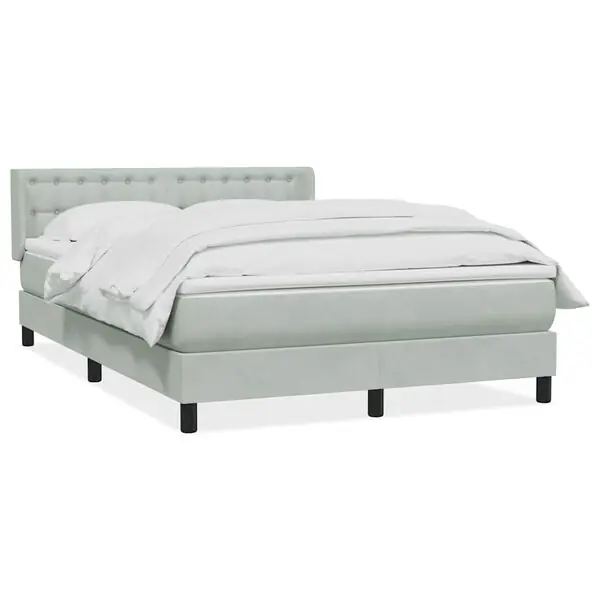 vidaXL Ramsäng med madrass ljusgrå 160x210 cm sammet Beställ nu