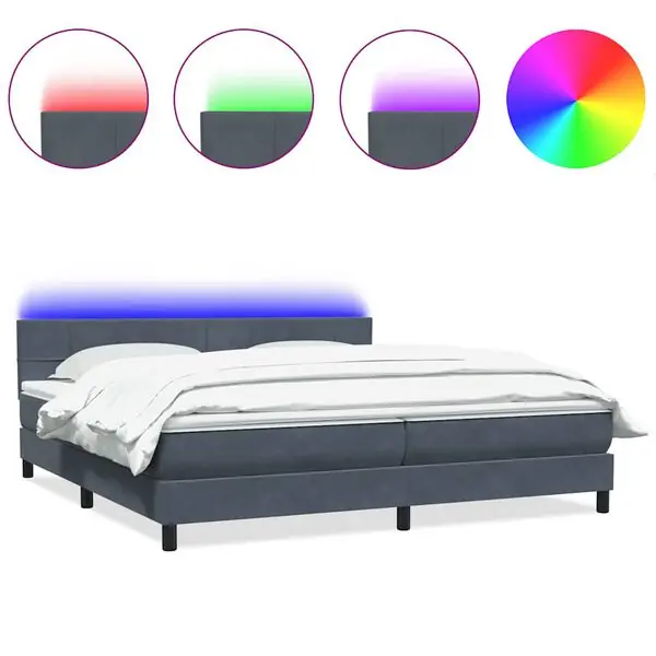 Fynd vidaXL Resårsäng med madrass och LED mörkgrå 180x210 cm sammet
