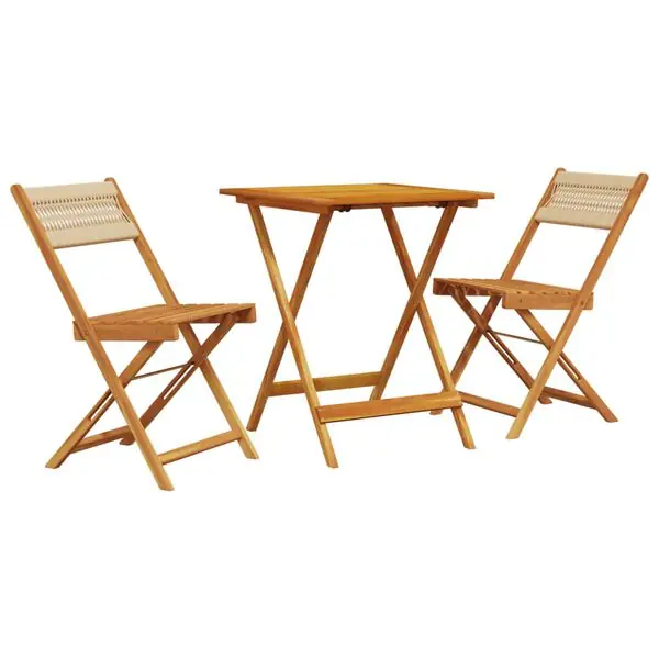Rea vidaXL Caféset 3 delar beige polypropen och akaciaträ