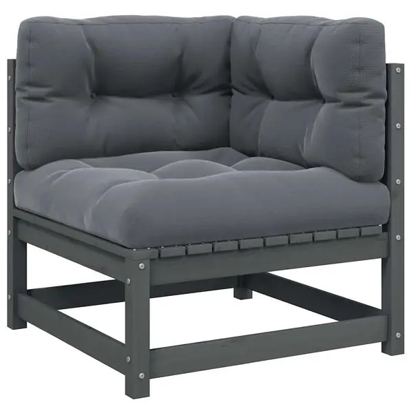 Premium vidaXL Hörnsoffa för trädgården med antracit dynor massiv furu