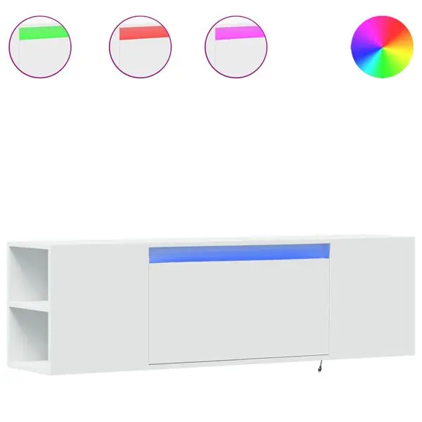 Lågt pris vidaXL Väggmonterad tv-bänk LEDs vit 135x31x39,5 cm