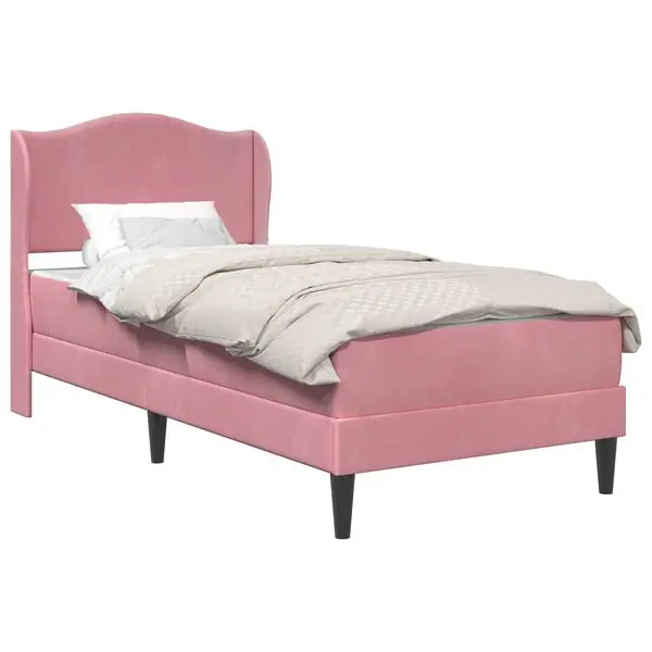 vidaXL Sängram med huvudgavel Rosa 90 x 190 cm Sammet Premium