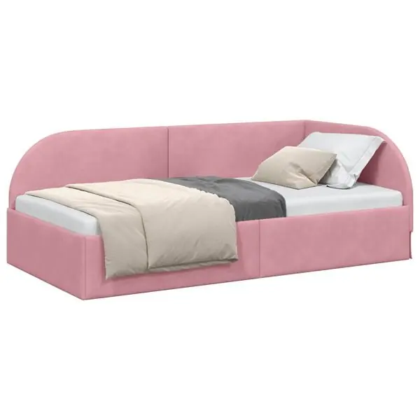 vidaXL Hörn Sängram med huvudgavel Rosa 80 cm x 200 cm Sammet Köp nu