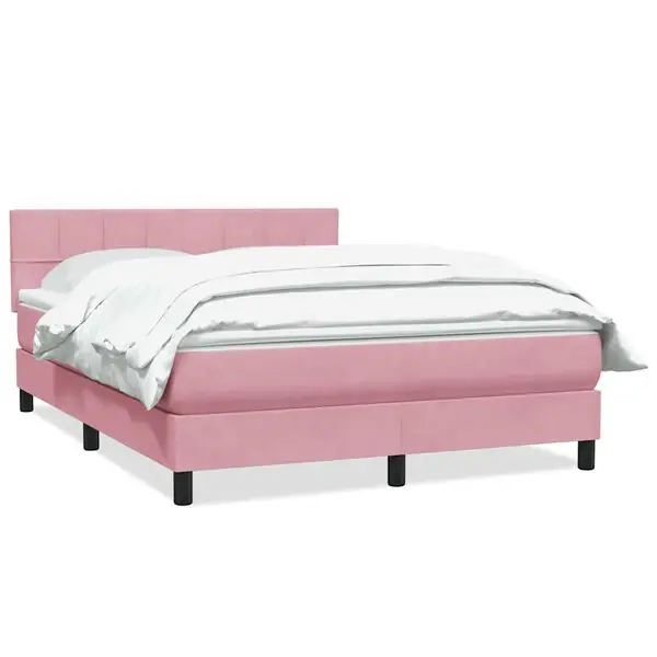 vidaXL Ramsäng med madrass rosa 160x220 cm sammet Begränsat erbjudande