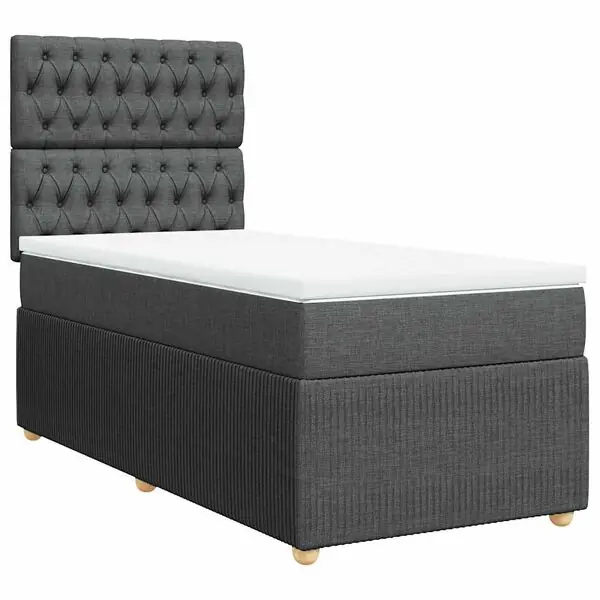Rabatt vidaXL Ramsäng med madrass mörkgrå 80x200 cm tyg