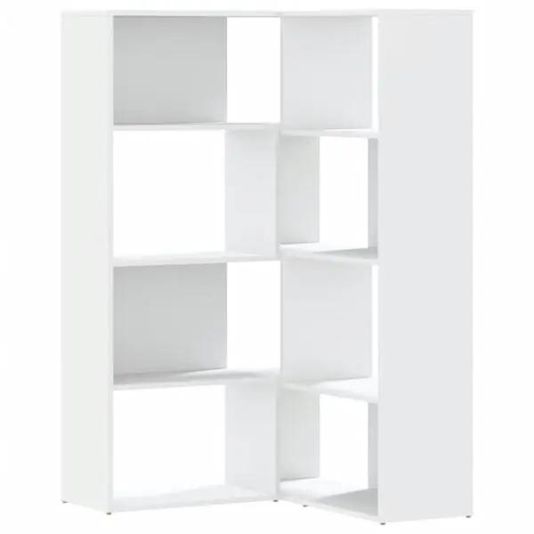 vidaXL Bokhylla hörn 4 hyllplan vit 85x85x140 cm konstruerat trä Nedsatt pris