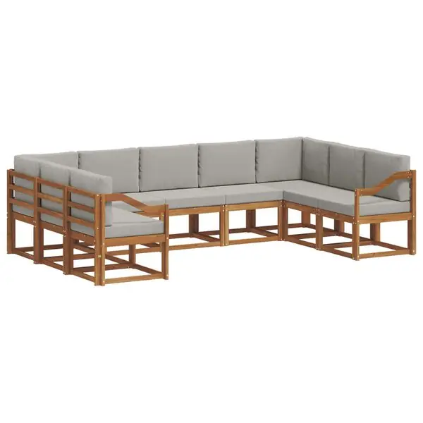 vidaXL Utomhussoffset med kudde 9 pcs Naturlig och Ljus Grå Billig