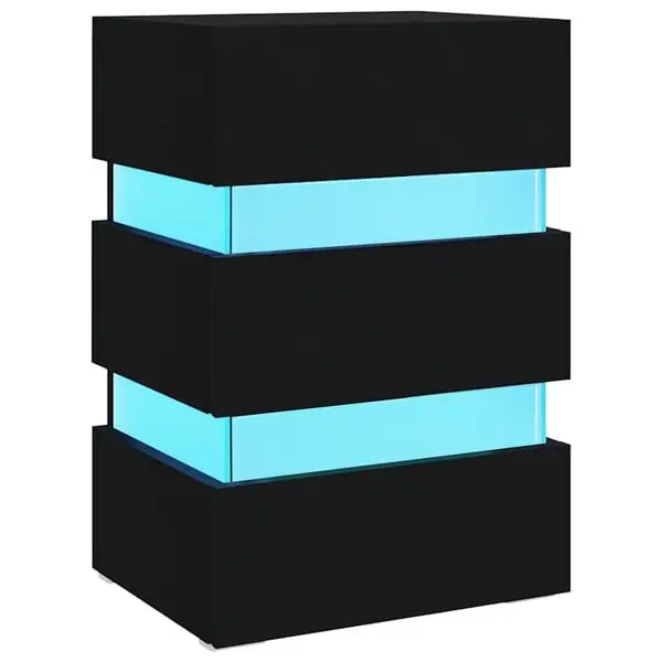 Säker betalning vidaXL Sängskåp LED svart 45x35x67 cm konstruerat trä