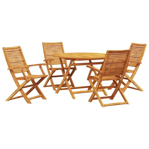 vidaXL Trädgårdsmöbelset 5 pcs Brun Massivt Akaciaträ Rabatt