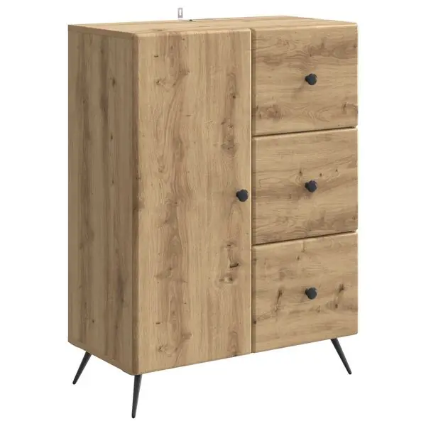 vidaXL Sideboard med låda Artisan-ek 66 x 34,5 x 90 cm Konstruerat trä Lägg i varukorgen