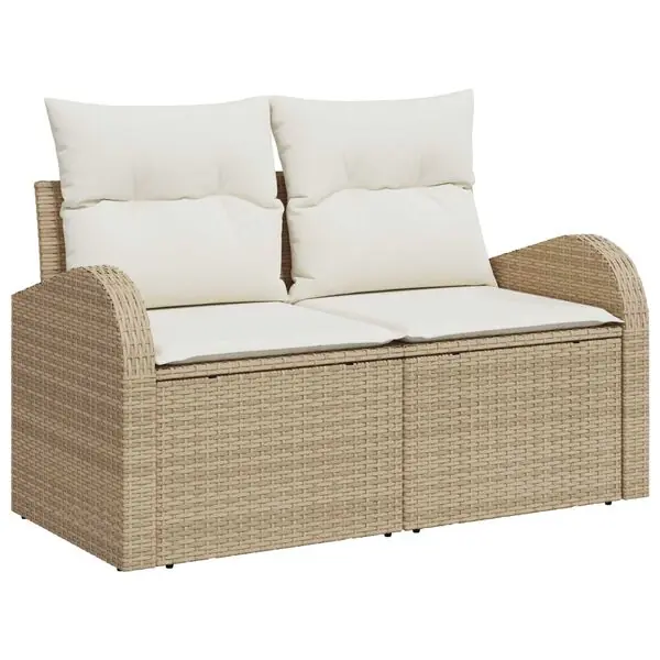Begränsat erbjudande vidaXL Trädgårdsoffset 5 pcs Beige och gräddfärgad konstrotting