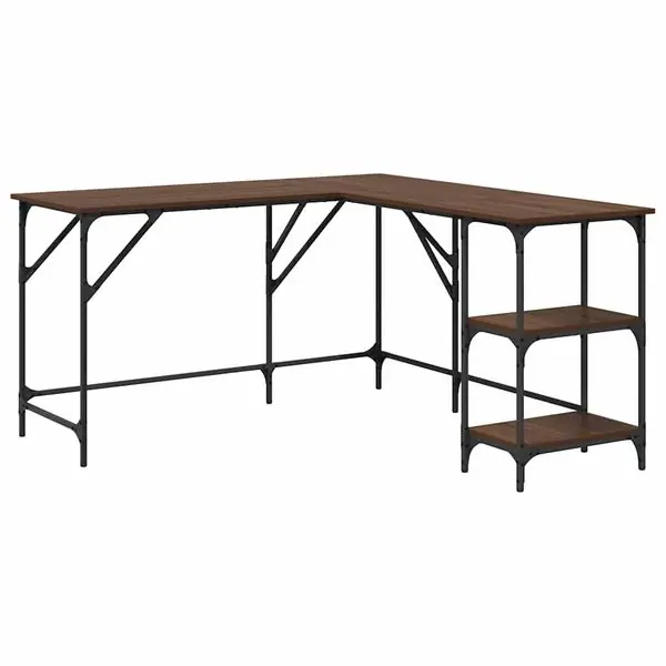 vidaXL Skrivbord brun ek 139x139x75 cm konstruerat trä Reapris