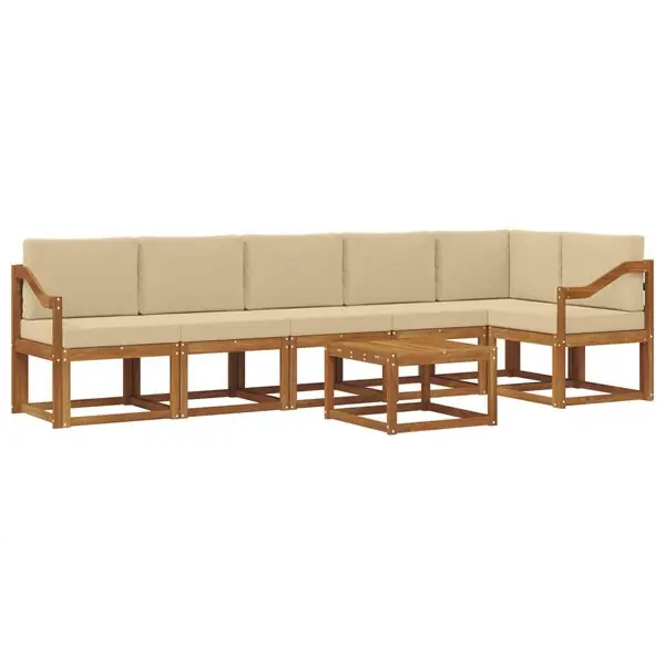 Populärt val vidaXL Utomhussoffset med kudde 7 pcs Naturlig och Beige