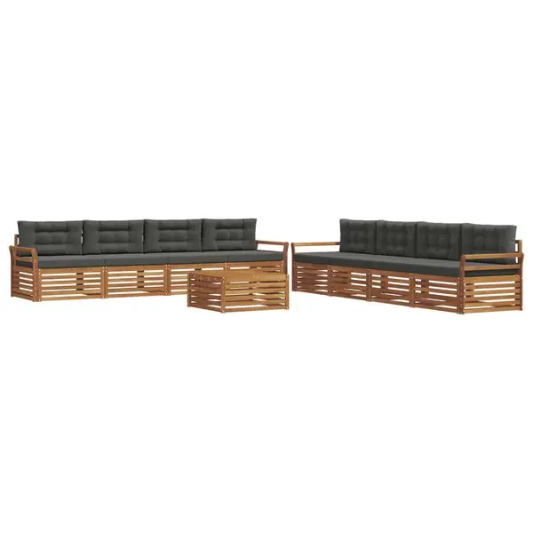 vidaXL Utomhussoffset med kudde 9 pcs Naturlig och Antracit Begränsad tid