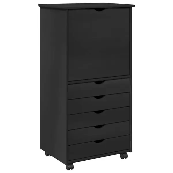 Köp nu vidaXL Rullande skåp med hjul Svart 53 x 39 x 103 cm Massiv furu