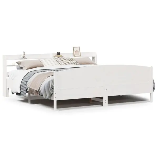 vidaXL Sängram utan madrass vit 200x200 cm massiv furu Fynd