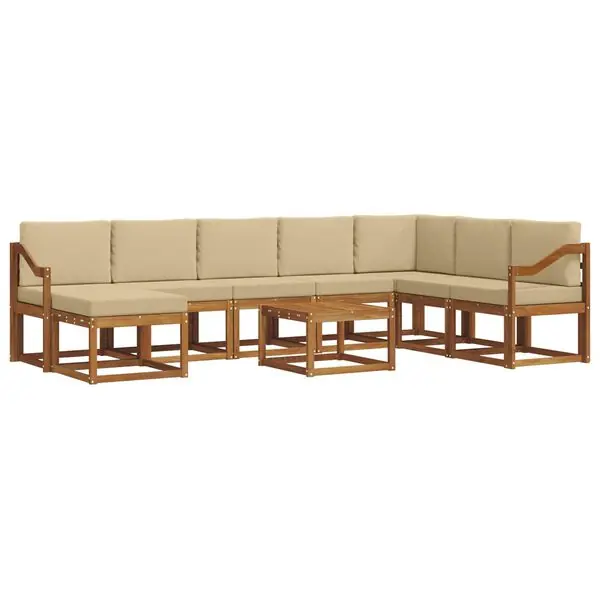 vidaXL Utomhussoffset med kudde 9 pcs Naturlig och Beige Kundfavorit
