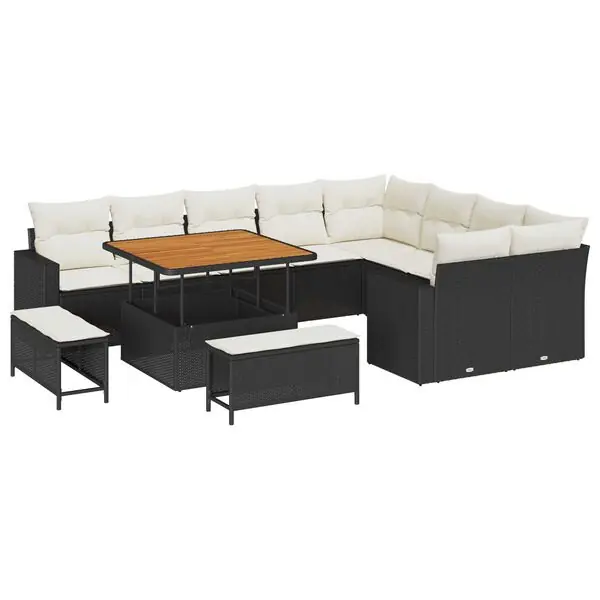 vidaXL Trädgårdsoffset 12 pcs Svart konstrotting Trygg betalning