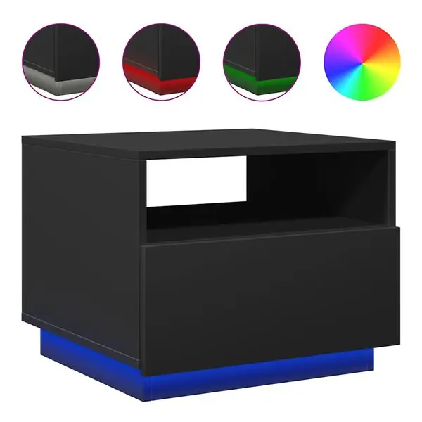 Outlet vidaXL Soffbord med LED svart 50x49x40 cm