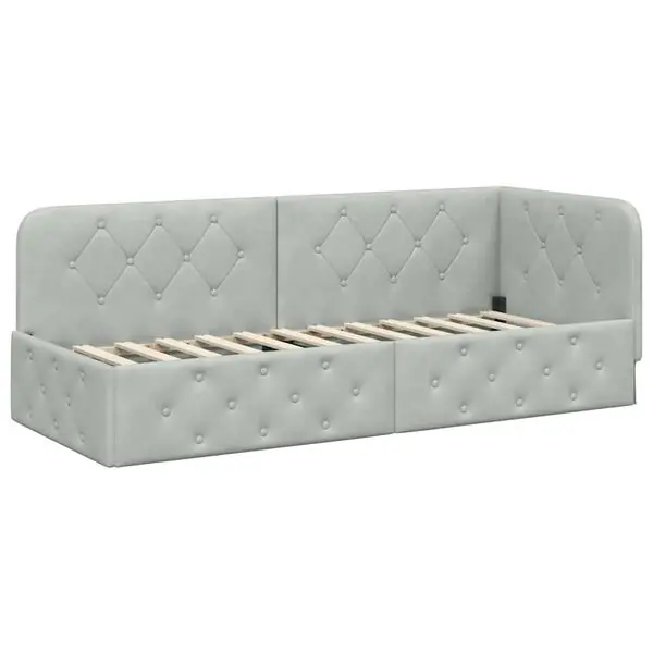 Outlet vidaXL Hörn Sängram Ljusgrå 80 x 200 cm Sammet